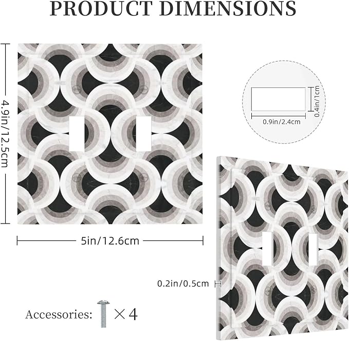 Bvtewkhz Black/White Art Marble 2 Gang Double Toggle Decorative Light Switch Covers Electrical Faceplate Switch Plates for Bathroom Kitchen Home