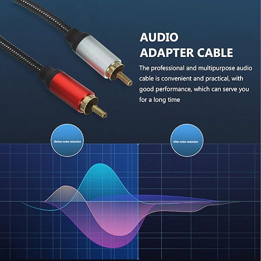 FRCOLOR 35mm 3-core Stereo to 2-Connector Audio Cable 3m Guitar Sound Signal Splitter Cable for Studio Recording and Microphone Accessories