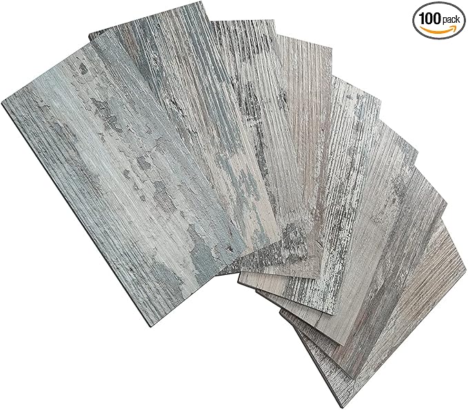 AULIGET 100-Piece Subway Tiles Peel and Stick Backsplash PVC Tile, 3" x 6" Vintage Wood Stick on Tiles for Backsplash Kitchen, Bathroom, Laundry Room, Camper, Fireplace