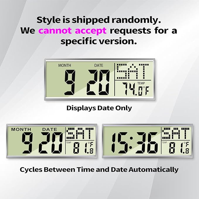 SCAOGE Industrial Wall Clock with Day Week Temperature Grayish Blue Non-Ticking Digital Clocks Large Display Battery Operated Wall Mount Analog Clock with Date for Living Room Bedroom Decor 14 Inch