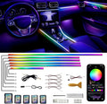 Acrylic Interior Car LED Strip Lights,Colorful 6-in-1 Car Ambient Lighting Kit, with Wireless APP Control, 622 LED Fiber Optic Strip Lights for Cars, Supports Neon Sync with Music DIY Mode.