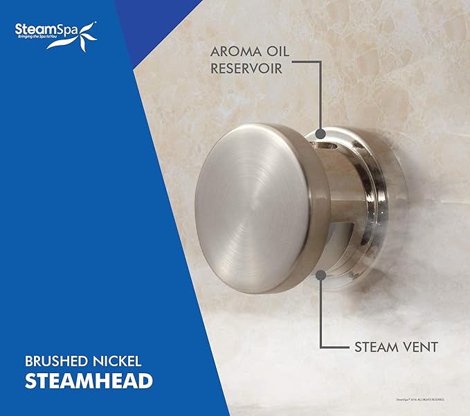 SteamSpa 6kW Quickstart ACU-Steam Bath Generator, Touch Pad Control Panel, Steamhead, Pressure Relief Valve, LED Light, Filter, Built in Auto Drain and Plumber Ready Quick Install Kit EXT600BN-A
