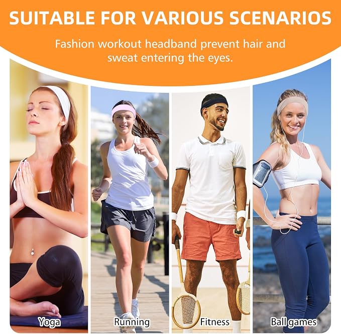 8PCS Summer-Exclusive Non Slip Sports Elastic Soft Running Fashion Headbands - Image 5