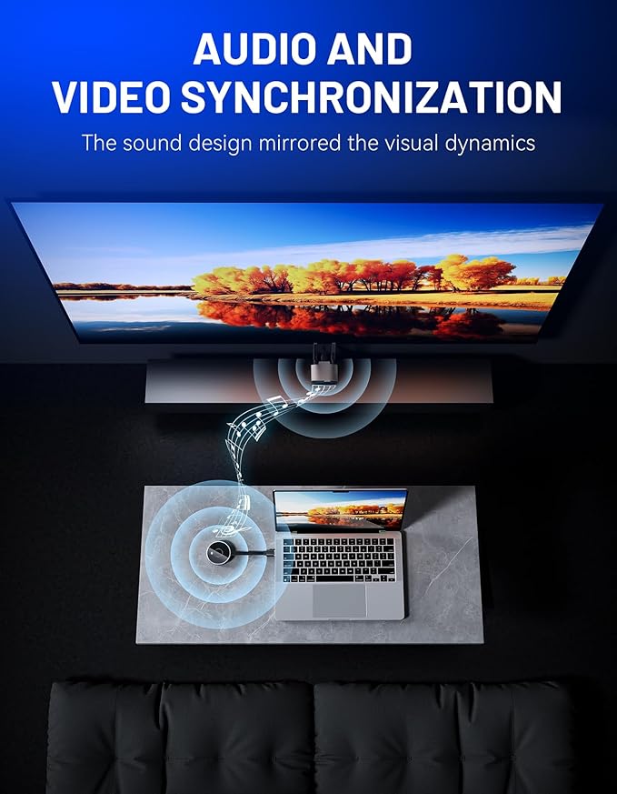 VJZFA Wireless HDMI Transmitter and Receiver 98FT/30M, 4K Decode 1080P@60Hz Ultra HD Video Output, Plug&Play 5G+2.4G for Streaming Video, Audio and File to Monitor from PC/Projector/TV Box/Laptop