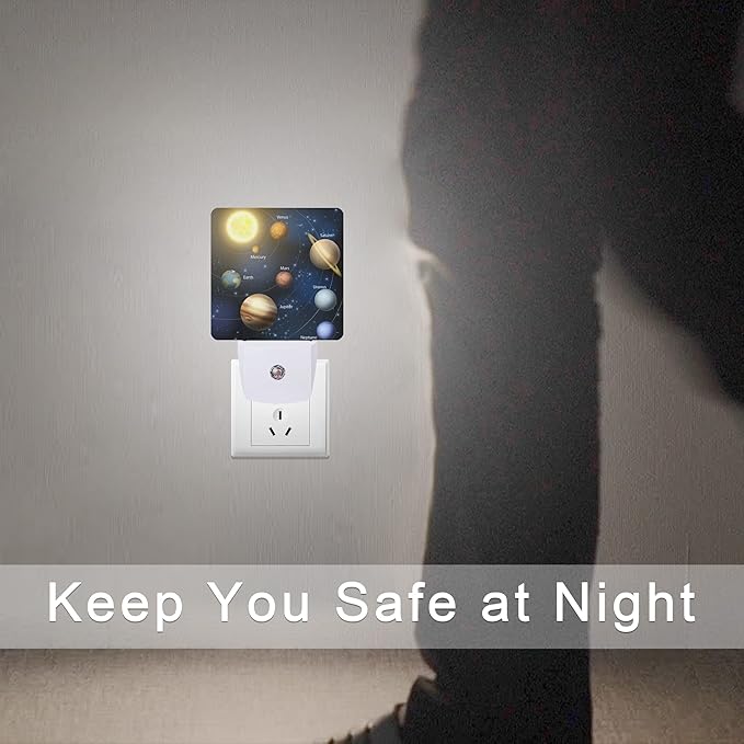 Smoaffly Planet Solar System Universe Galaxy Space Night Light Plug-in LED Nightlights Auto Sensor Night Lamp Dusk-to-Dawn Lamp Home Decor for Nursery Children Girls Boys