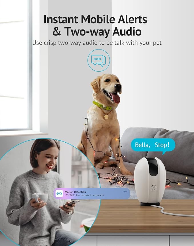 LaView Indoor Security Camera, Baby Monitor with Sound/Motion Detection and Night Vision,WiFi Camera Home Pet Dog Surveillance Camera with App,Two-Way Audio,360-degree IP Camera Work with Alexa