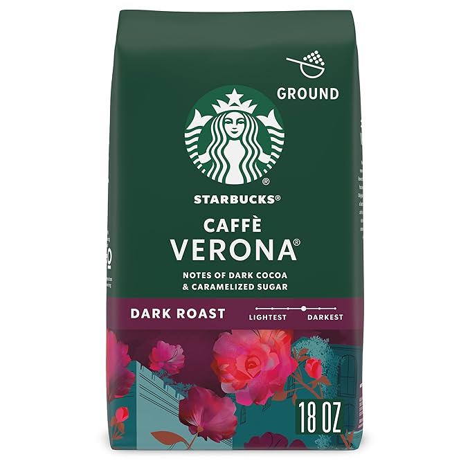 Starbucks Ground Coffee, Dark Roast Hot or Iced Coffee, Caffè Verona, 18 oz