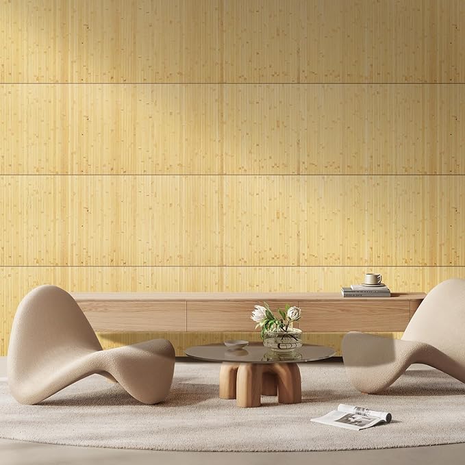 OUZUGIE 2 Pack 96x24 Inch Natural Bamboo Wall Panel – Natural Pole Wrap Paneling for Walls, Ceilings, Cabinets, Furniture – Ideal for Bedroom, Living Room & Office DIY Decor