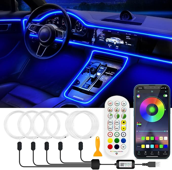 Jushope Interior Car LED Strip Lights, RGB USB Car Ambient Lighting by Jushope