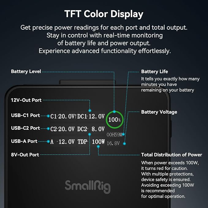 SMALLRIG V Mount Battery, 99Wh / 6800mAh V Mount Battery - Image 6