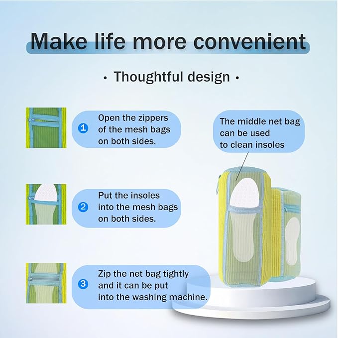 2 In 1 Shoe Washing Machine Bag,Upgrade with Mesh Insole Slot,Laundry Bag for Washer and Dryer,Drying,Shoes Machine Cleaner,for All Shoe Types