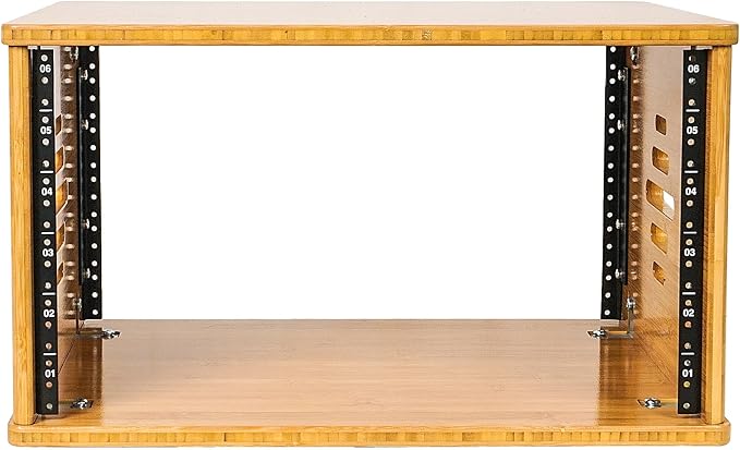 Sound Town DIY 6U Solid Carbonized Bamboo Studio Equipment Rack w/ 14.2" Depth, Ventilation for Recording Room, PA/DJ Pro Audio, Home Audio (STBR-6U)