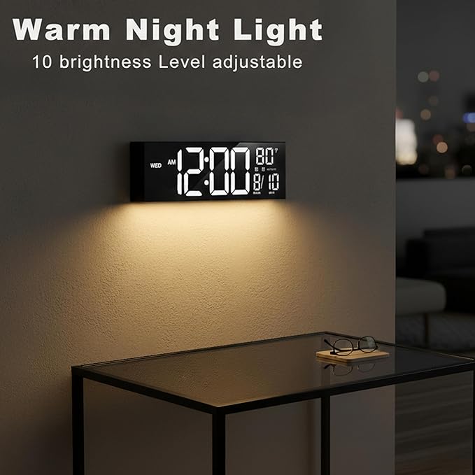 JALL 16" Large Digital Wall Clock, RGB Color with Big LED Display,Remote Control, DST, Count Down Timer, Alarm, Temperature, Mounted for Classroom, Living Room, Birthday Gift, Senior