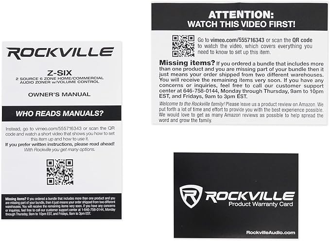 Rockville Z-SIX 300W 6-Zone Audio Zoner 8-Ohm, Multi-Room Control, Dual Source Inputs, Volume Control, for Home and Commercial Audio Systems