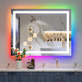 YEELAIT 36x30 Inch RGB LED Bathroom Mirror Front Light and RGB Backlit Lighted Vanity Mirror for Bathroom Wall Mounted Dimmable Anti Fog Memory Shatter-Proof IP54 Waterproof Horizontal/Vertical