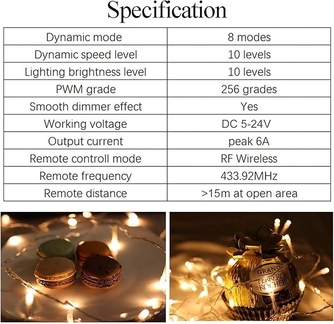 RF Mini Wireless Remote Controller for Single Color 3528 5050 LED Strip Lights, Wireless Remote Control with USB and Wire Connector, RF LED Strip Light Dimmer