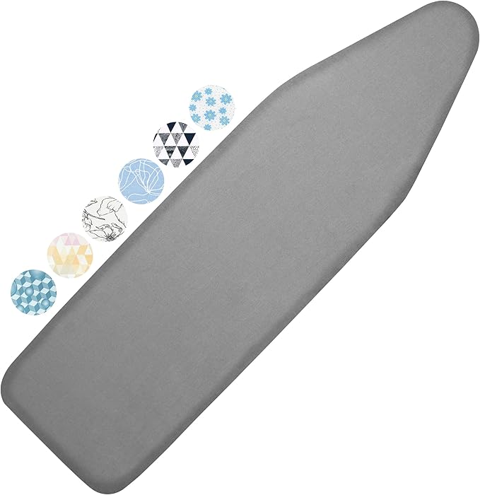 Ironing Board Cover and Pad, 15x54 Standard Size Thick Iron Padding, Scorch & Stain Resistant Ironing board cover, Heavy Duty Iron Board Padded with Adjustable Fasteners Durable Elastic Edge, Grey