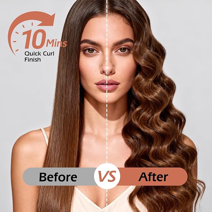 KIMUSE Automatic Rotating Curling Iron, 1.25 Inch - 4 Temp, Fast Heating, 2-Way Rotation, Anti-Scald & Tangle-Free, 30Min Auto Shut-Off, Dual Voltage for Travel, for All Hair Types & Beginners