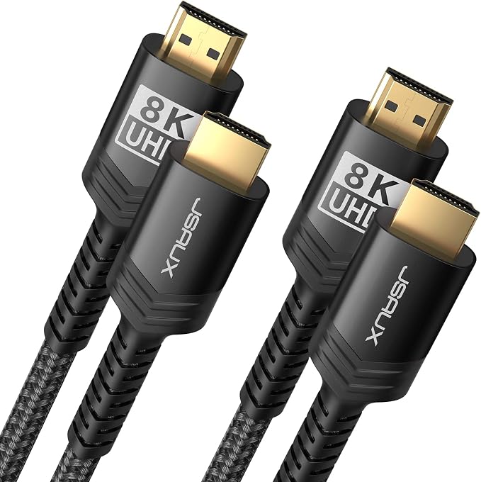JSAUX 8K HDMI Cable 2.1 2 Pack 15ft, 48Gbps Ultra High Speed HDMI Cable Braided by JSAUX