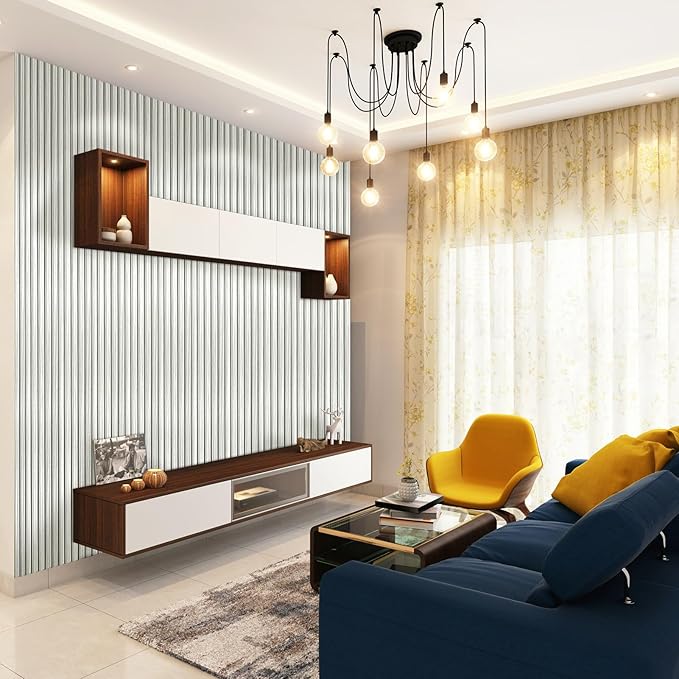 Art3d Slat Wall Panels, WPC Soundproof 3D Wall Paneling for Interior Wall Decor, TV Background, 8-Pack 96 x 6 in. Off-White