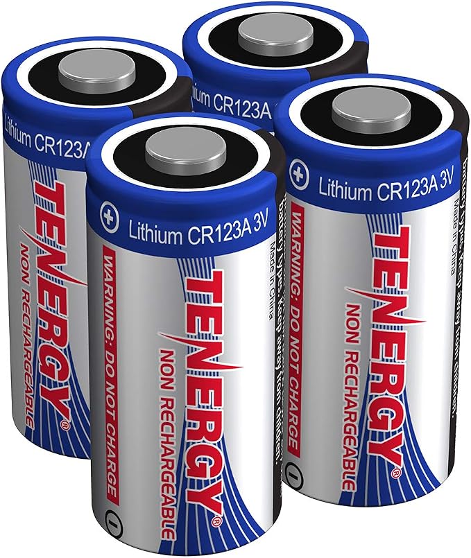 Tenergy 3V CR123A Lithium Battery, High Performance CR123A Cell Batteries PTC by Tenergy