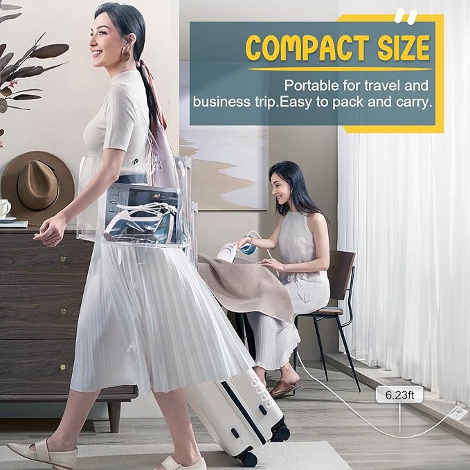 Rolipo Handheld Steamer for Clothes 1200W, Clothes Steamer with Large 360ml Water Tank, Fast Wrinkle Remover Portable Garment Steamer, Ideal for Home, Office, Travel, Blue