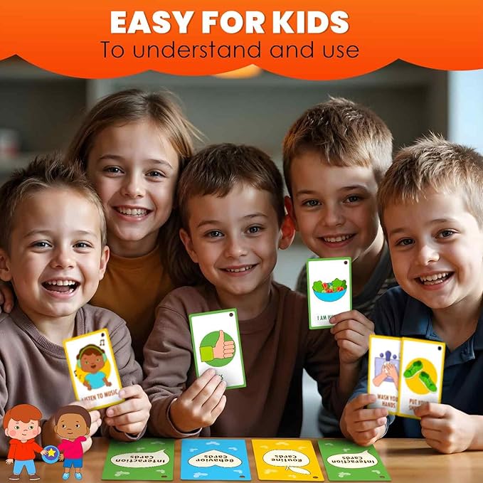 QUOKKA Autism Learning Materials - 94 Communication Cards for Kids - Visual Cards for Non-Verbal Communication, Pictured Speech Therapy, Emotion & Routine Flashcards, Water-Resistant, 3 Rings & Clip