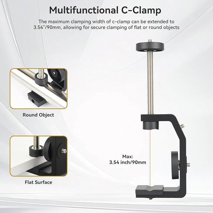 UTEBIT Super Clamp Mount with Mini Ball Head Mount, 1/4 Screw Hot Shoe Mount - Image 2