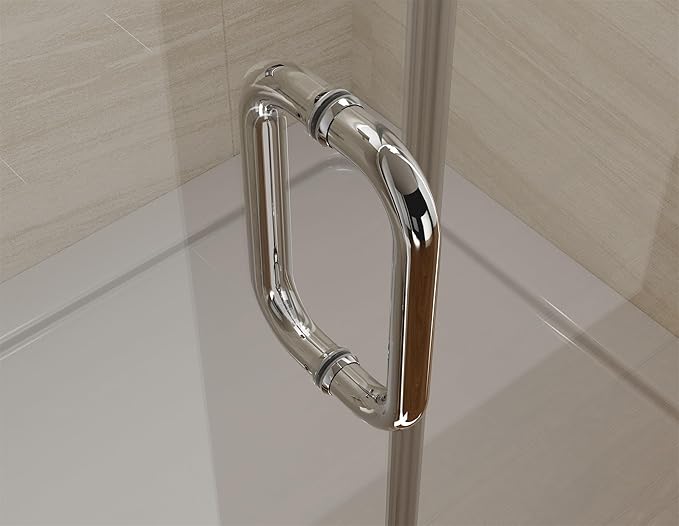 Pivot Swing Shower Door, Adjustable Width 58.9-60" W x 74" H Semi-Frameless Shower Glass Door with 5/16 in (8mm) Clear SGCC Tempered Glass with Nano Easy-Clean Coating (Chrome)