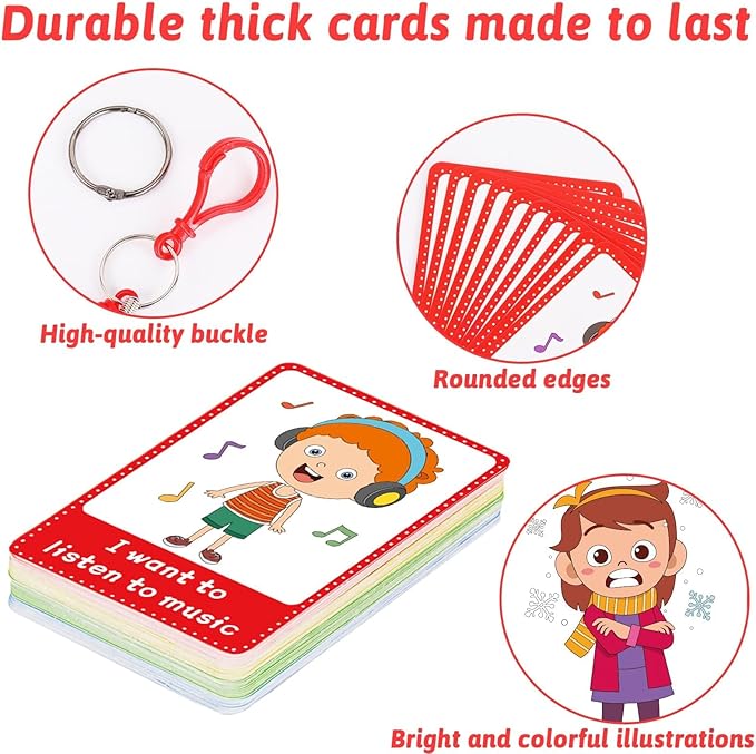 40PCS Autism Communication Cards for Speech Delay Children and Adults Special Needs Visual Aid Language Learning Cue Cards Special Ed Feelings Emotions Flash Cards for Autism Communication