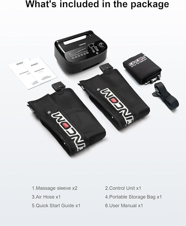 CINCOM Air Compression Recovery System - 6-Zone Professional Dynamic Pressure Leg Massager Boots for Circulation Improvement & Muscle Recovery, Compression Therapy for Athletes, FSA-HSA Eligible