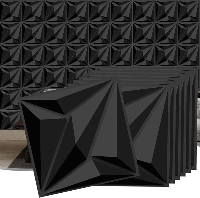 33 Pack 3D Textured Wall Panels – 12x12'' PVC Wall Coverings – Easy Install, Waterproof – Modern Accent Wall Decor for Living Room, Bedroom, Game Room – Covers 33 Sq.Ft.