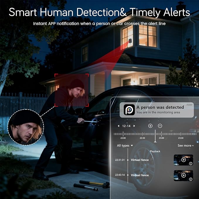 abetap 5MP 3K Window Camera with Enhanced Color Night Vision, Built-in Strong Magnetic Mount for Flexible Placement, No Subscription Needed, 24/7 Continuous Recording,Dual-Band 2.4G & 5Ghz WiFi