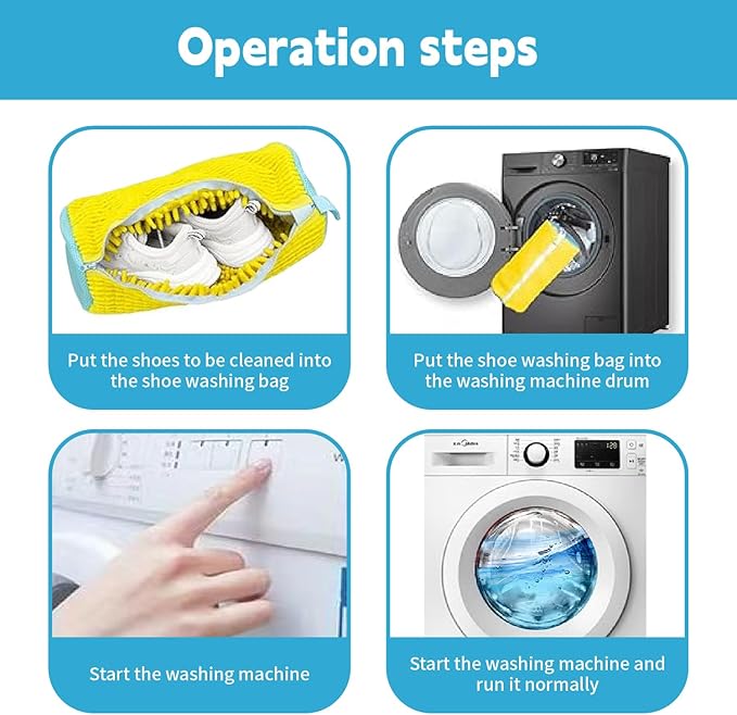 Shoe washing machine bag,2Pack Shoes washing bags,Reusable Slaundry shoes bags for washer and dryer,Laundry bags for shoes for Sturdy Zipper with Hook Design(Yellow)