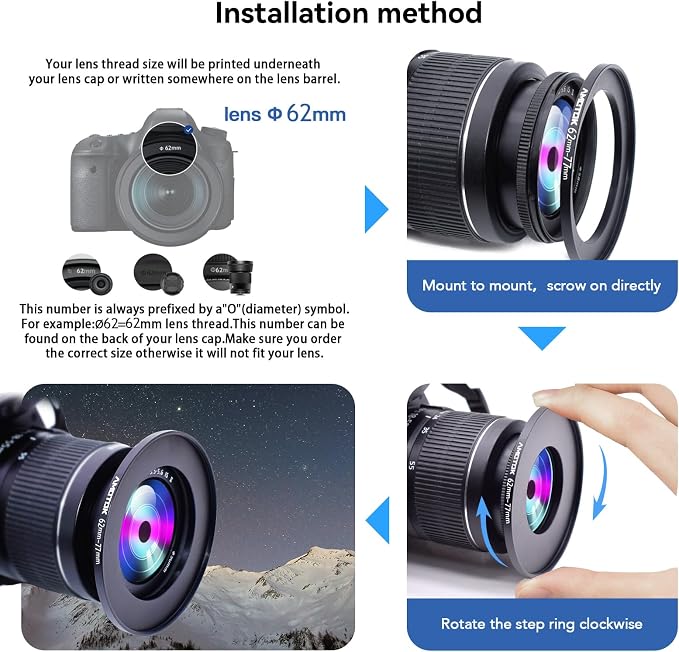 62mm Lens to 77mm Camera Lens Adapter, 62mm to 77mm Filter Step-up Ring Adapter - Image 5