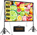 TOWOND Projector Screen with Stand, 84 inch Outdoor Projector Screen Portable Indoor Projection Screen 16:9 4K Rear Front Movie Screen with Carry Bag for Home Backyard Theater