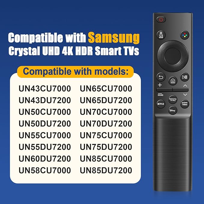 for Samsung Remote Control Replacement BN59-01388A Also for Samsung Crystal UHD CU7000/DU7200 Series, Compatible with Samsung Smart TV Remotes BN59-01457A/BN59-01388H