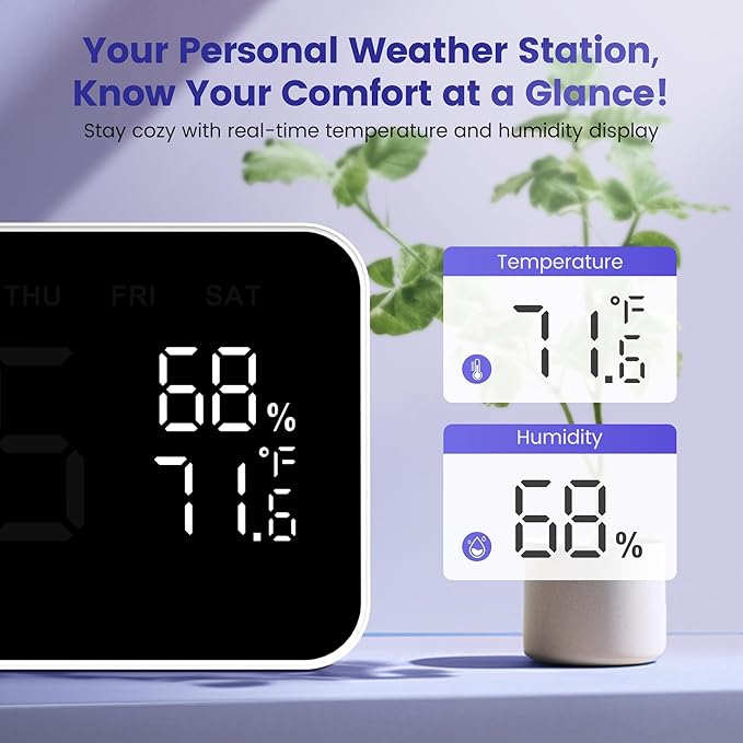 Dekala Bed Shaker Loud Alarm Clock for Heavy Sleepers Adults, Vibrating Dual Alarm Clocks for Bedrooms, Large Display Auto Dimmer,Temperature & Humidity Detect, 7-Day Programmable, Ideal Gift