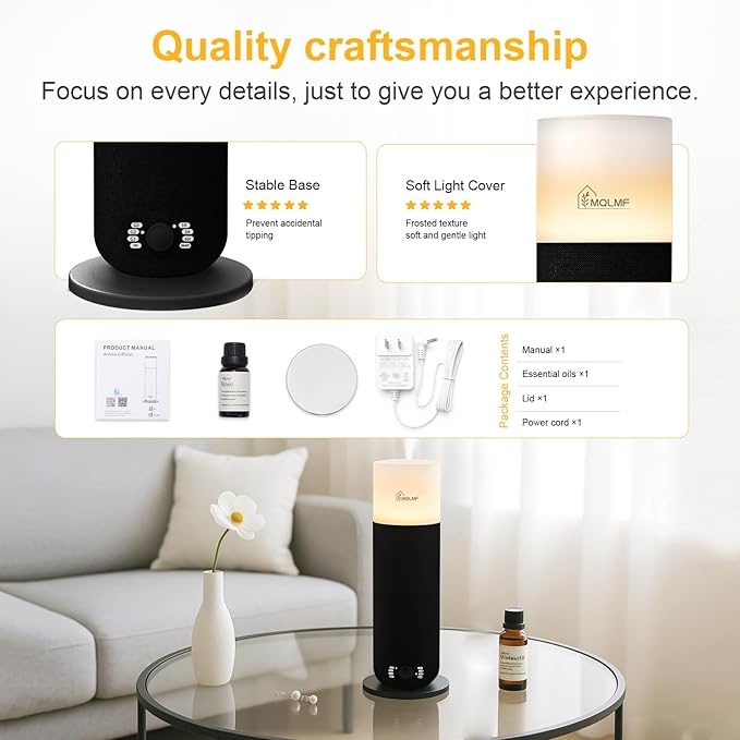 Hotel Collection Diffuser Machine,Fabric-Wrapped Design,Candlelight Atmosphere Lamp,1000 Sq Ft,Waterless Essential Oil Diffuser,Hotel Scent Diffuser,Scent Air Machine for Home - Weave Black