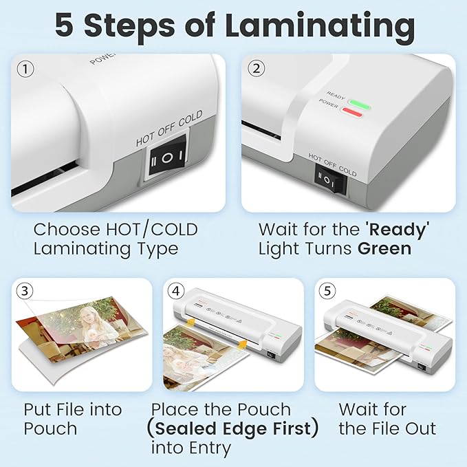 VidaTeco Laminator Machine 9-inch Thermal Laminator with Laminating Sheets 20 pcs,Laminating Machine with 2-Min Faster Preheat,Small Personal Lamination with Patented Roller for Teacher,Home