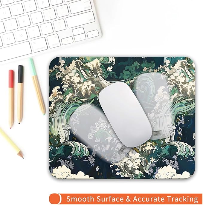 Armanza Square Mouse Pad Japanese Art,Personalized Premium-Textured Custom Mouse Mat Design,Washable Mousepad Lycra Cloth,Non-Slip Rubber Base Computer Mouse Pads for Wireless Mouse