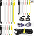 CozyNestMo Silicone Cable Ties Reusable, Elastic Wire Organizer Ties, for Charging Cables, Electrical Cords, Computer Wires, USB Data Cable Management, Cord Organizer (6 Colors, 3 Sizes)