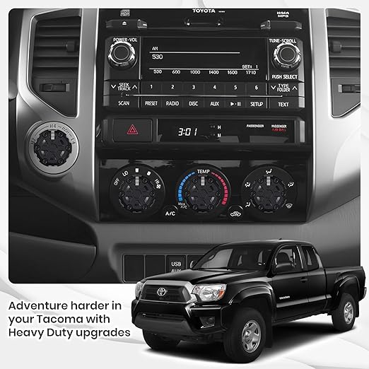 4 Pack - 2nd Gen Tacoma Accessories AC Knob Upgrade - 2005,2006,2007,2008,2009,2010,2011,2012,2013,2014,2015 Tacoma Climate Control Dial Mods Set - for Toyota Interior Replacement Kit