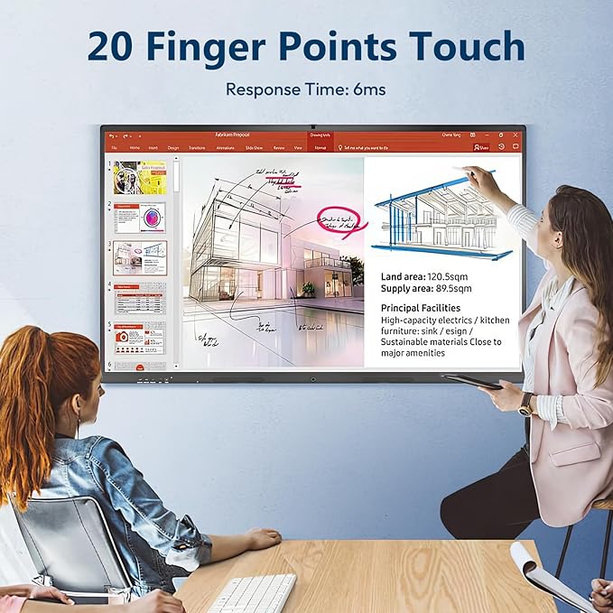 YIXZSWD Smart Board,75 Inch Interactive Whiteboard 4K Touchscreen Built in Ultra High Definition Camera Open App Ecosystem, Digital Presentation Electronic Smart WhiteBoard for Classroom Home Office