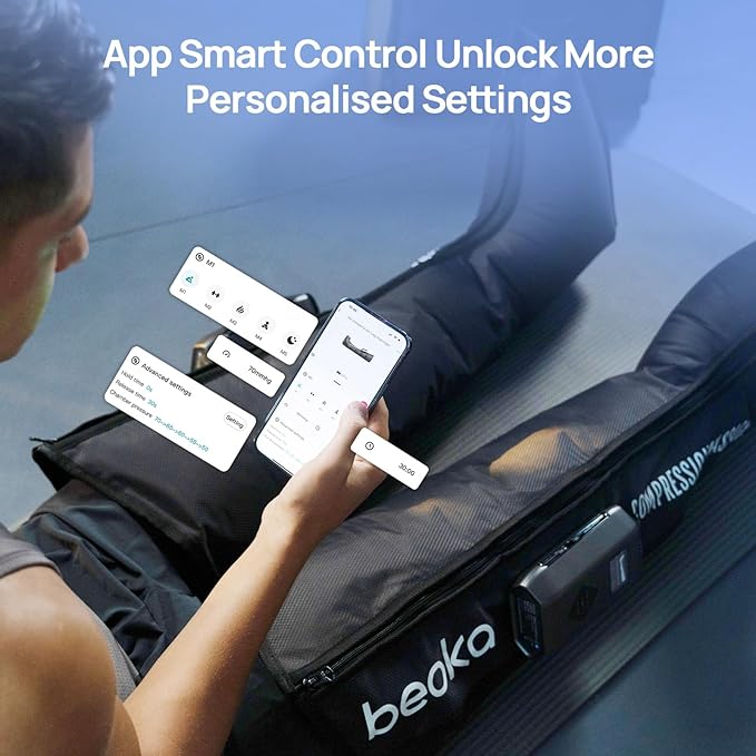 beoka Leg Massager for Circulation and Pain Relief, Cordless Air Compression Boots with 5 Modes 15 Intensities for Athletes Runners and Travelers, Leg Recovery System-S