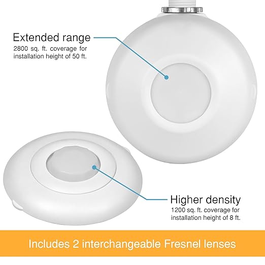 ENERLITES High Bay 360 Degree PIR Line Voltage Ceiling Occupancy Motion Sensor w/Daylight Harvesting Dimming, 1200-2800 sq. ft. Coverage, 120-277VAC, Commercial/Industrial, UL Listed, MPC-50HD, White