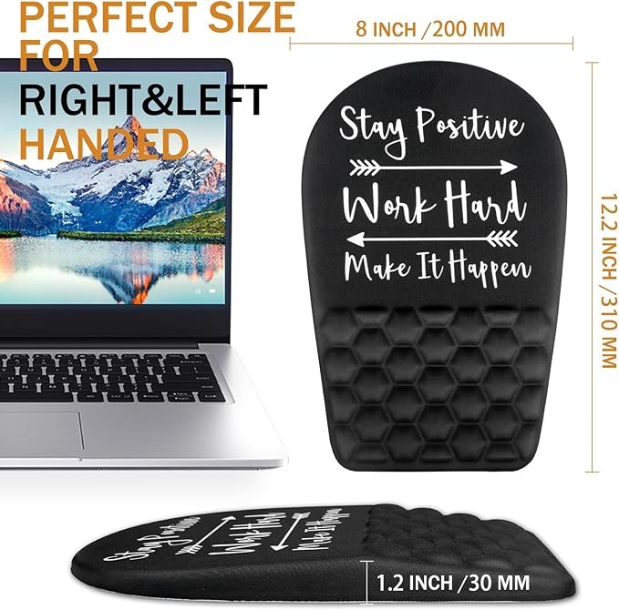 BOCHEERY Ergonomic Mouse Pad Wrist Support,Upgrade Mousepad with Massage Design,Non-Slip PU Base Desktop Mouse Pads for Pain Relief, Computer, Office & Home,12 x 8 in（F-Inspirational Quote）