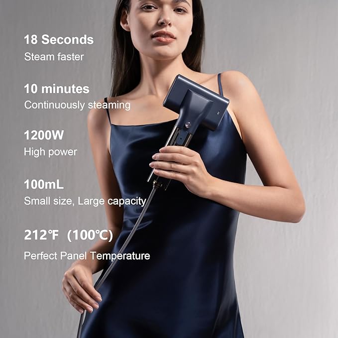 G10 Pro Steamer for Clothes, Global Voltage Adaptation Handheld Garment Steamer, Dual Steam Modes,1200W Mini Steam Iron for Travel and Home (110-240V Blue)