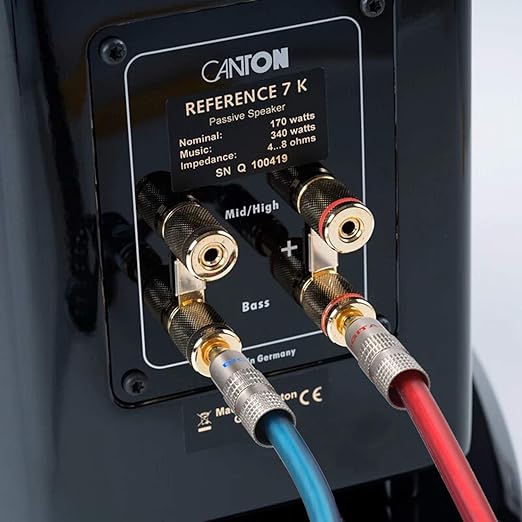 AutCreation Speaker Cable Wire with Banana Plugs,14 AWG HiFi Pure Copper Speaker Wire,99.9% OFC Stranded Copper Wire,Gold Plated Banana Tip Plugs,Red/Blue (3M(9.8ft))