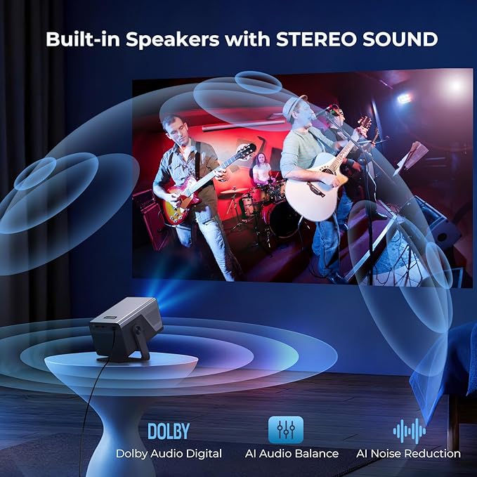 [8K 4K Support/2000 ANSI/AI Visual Calibration] Native 1080P Projector with Android 14 OS Smart Video Projector Compatible with Netflix YouTube Dolby Atmos AI Auto Focus&Keystone&Obstacle Avoidance